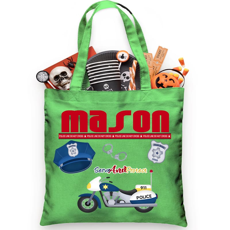 Motorcycle Cop Trick or Treat Bag - Petite & Sassy Designs