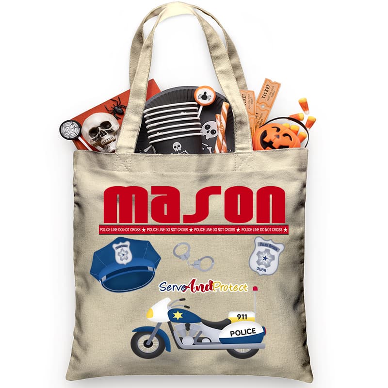Motorcycle Cop Trick or Treat Bag - Petite & Sassy Designs