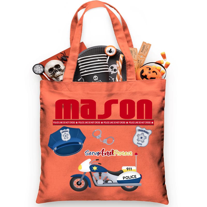 Motorcycle Cop Trick or Treat Bag - Petite & Sassy Designs