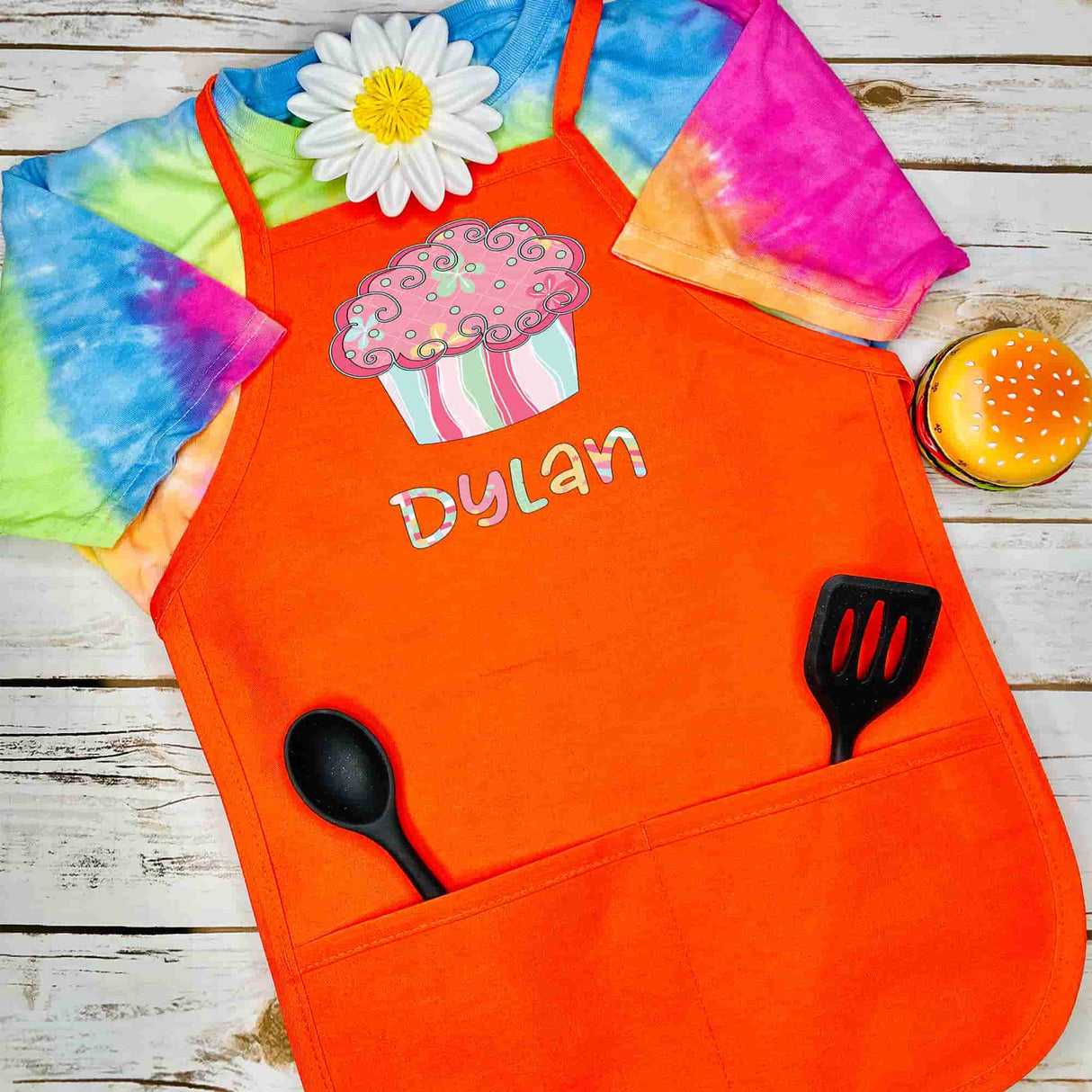 Personalized Kids Apron Cupcake Patterned Name Apron - Petite & Sassy Designs