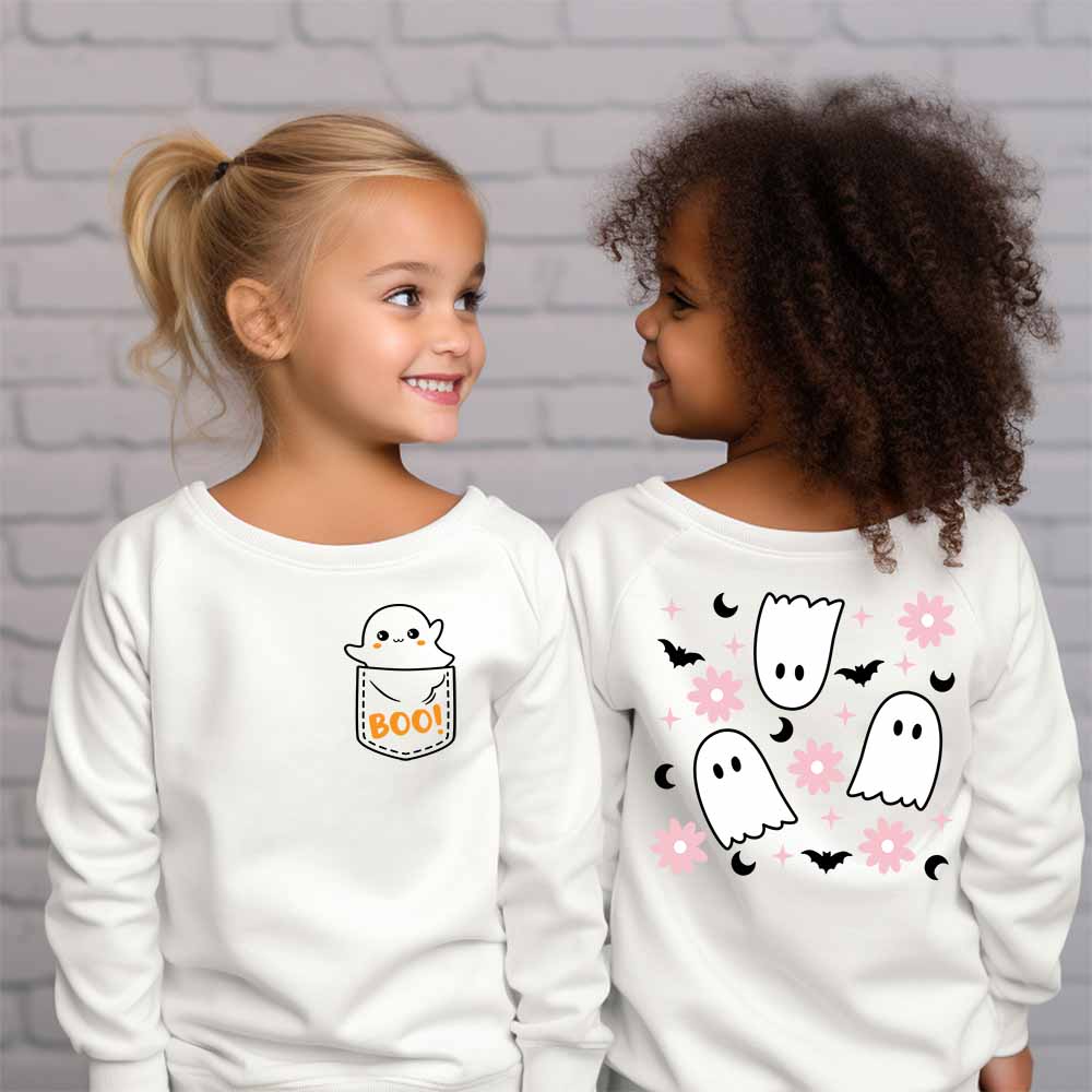 BOO Faux Pocket Ghost Fall Sweatshirt - Petite & Sassy Designs