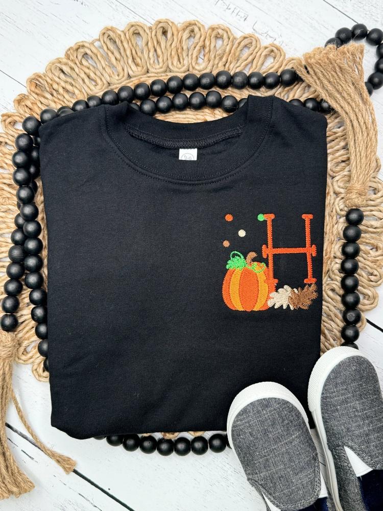 Pumpkin Monogram Sweatshirt - Petite & Sassy Designs