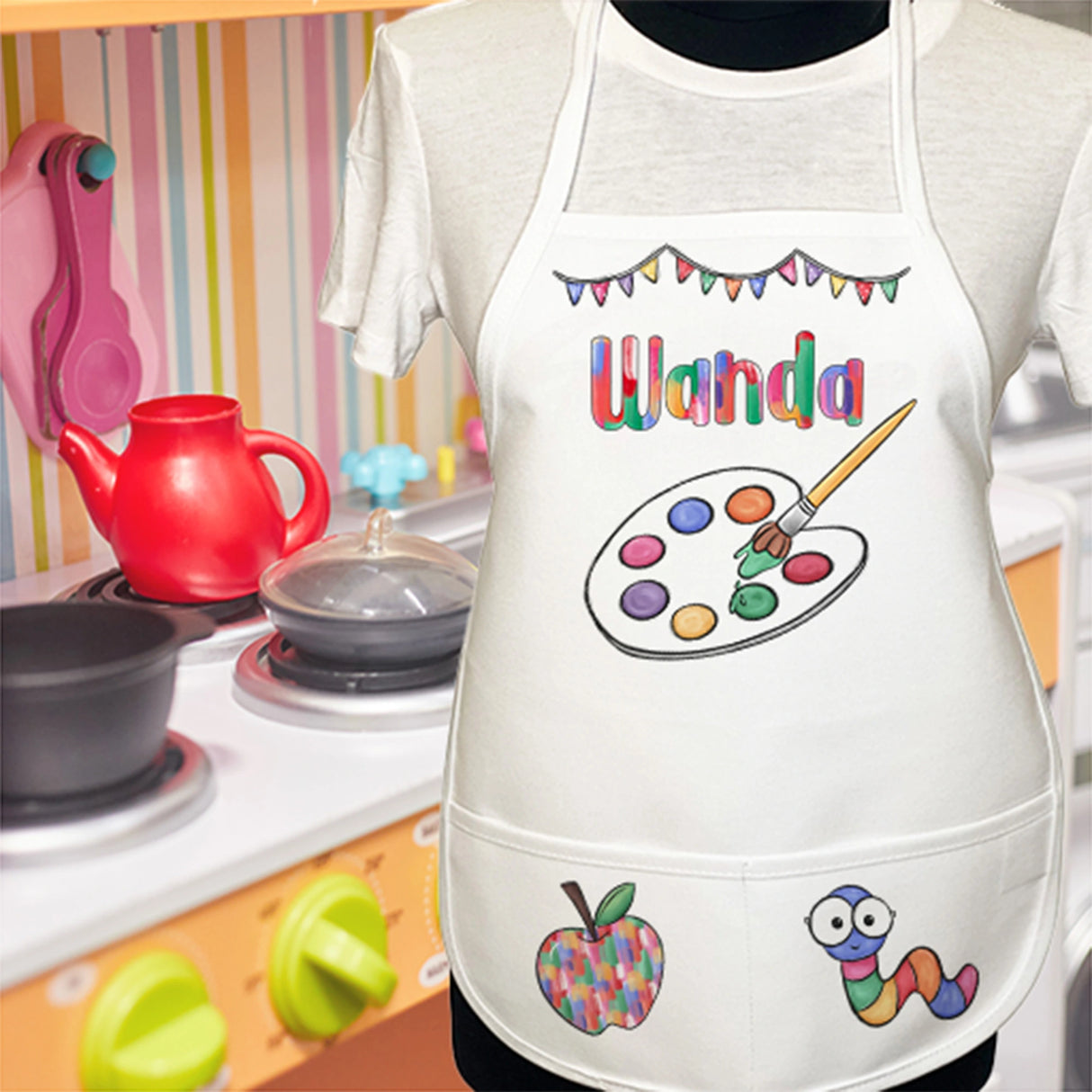 Personalized Kids Art Apron with Paint Palette Design - Petite & Sassy Designs