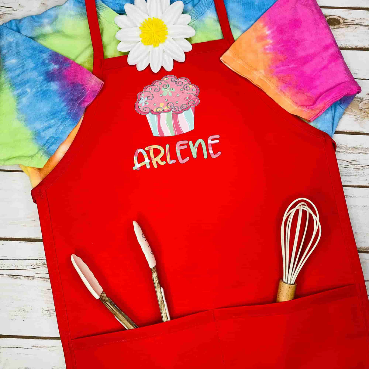 Personalized Kids Apron Cupcake Patterned Name Apron - Petite & Sassy Designs