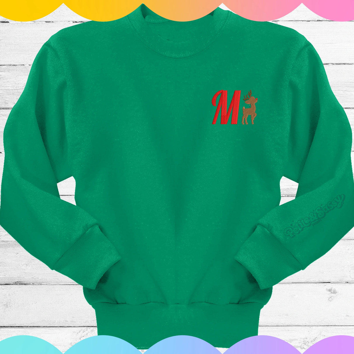 Reindeer Embroidered Monogram Sweatshirt - Petite & Sassy Designs