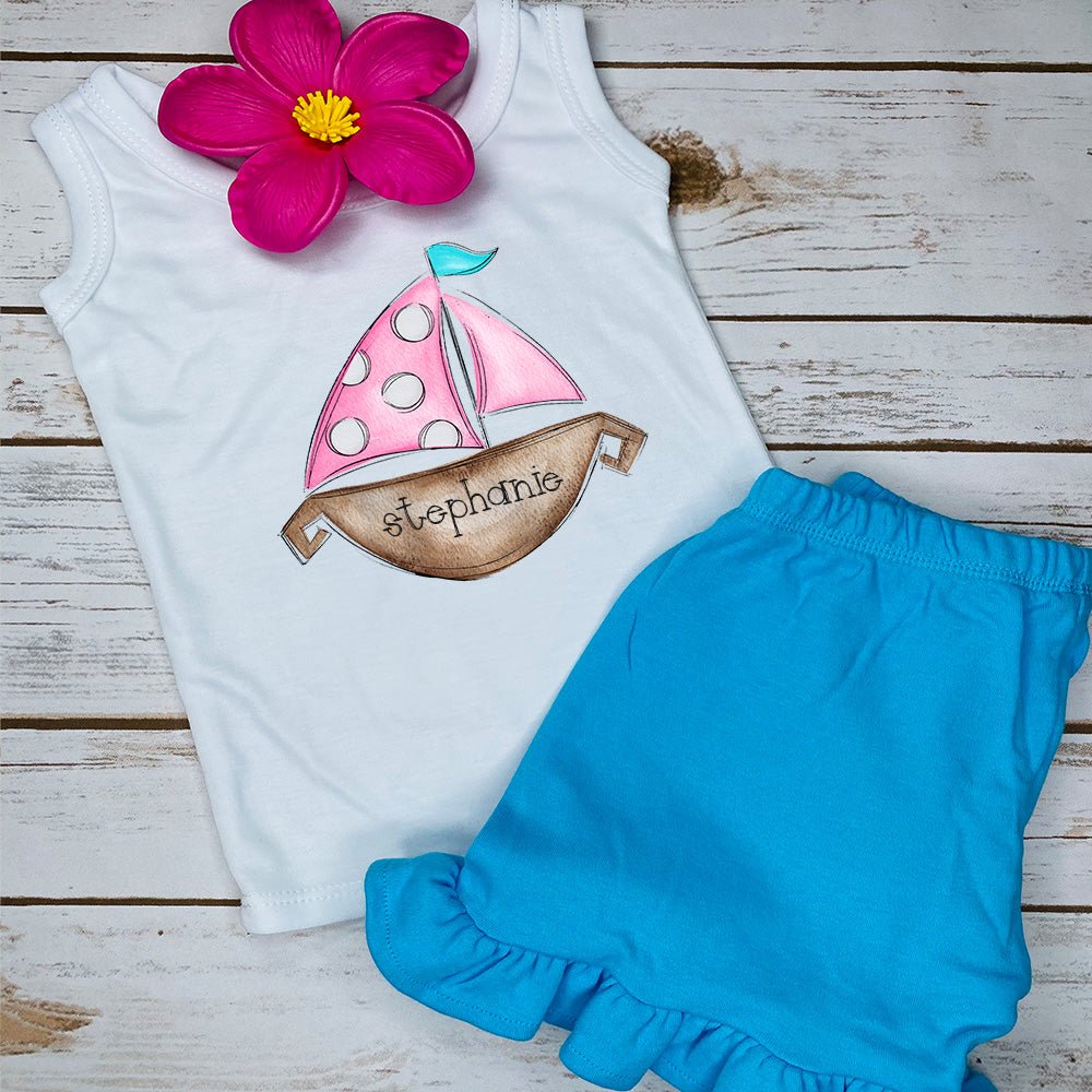 Personalized Sailboat Summer Tank - Petite & Sassy Designs