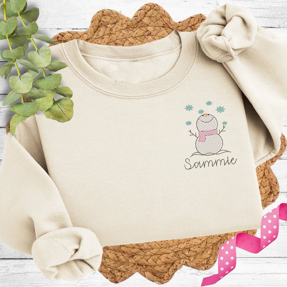 Embroidered Snowman Sweatshirt - Petite & Sassy Designs