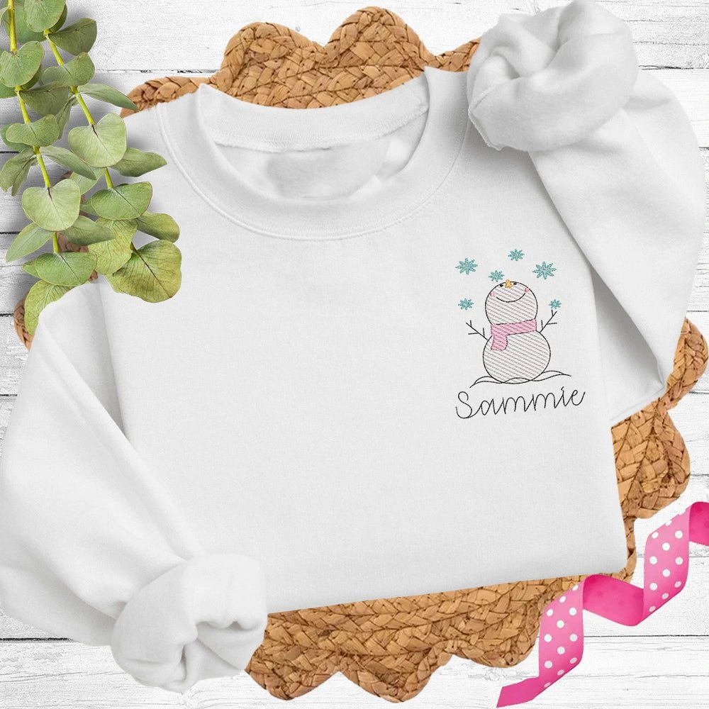 Embroidered Snowman Sweatshirt - Petite & Sassy Designs