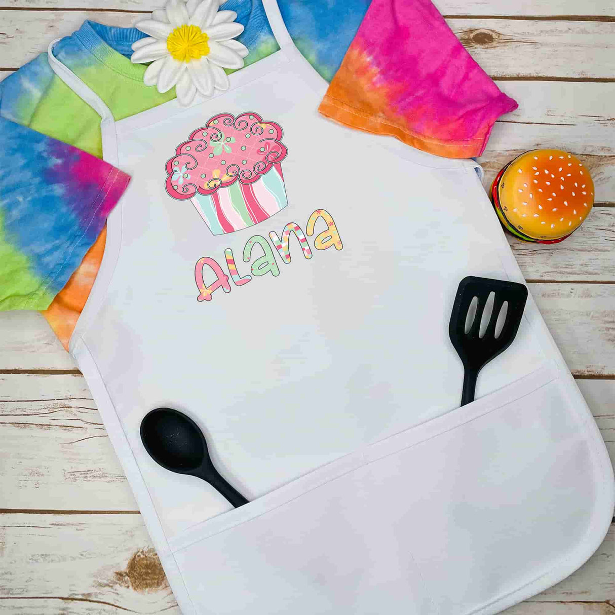 Personalized Kids Apron Cupcake Patterned Name Apron - Petite & Sassy Designs