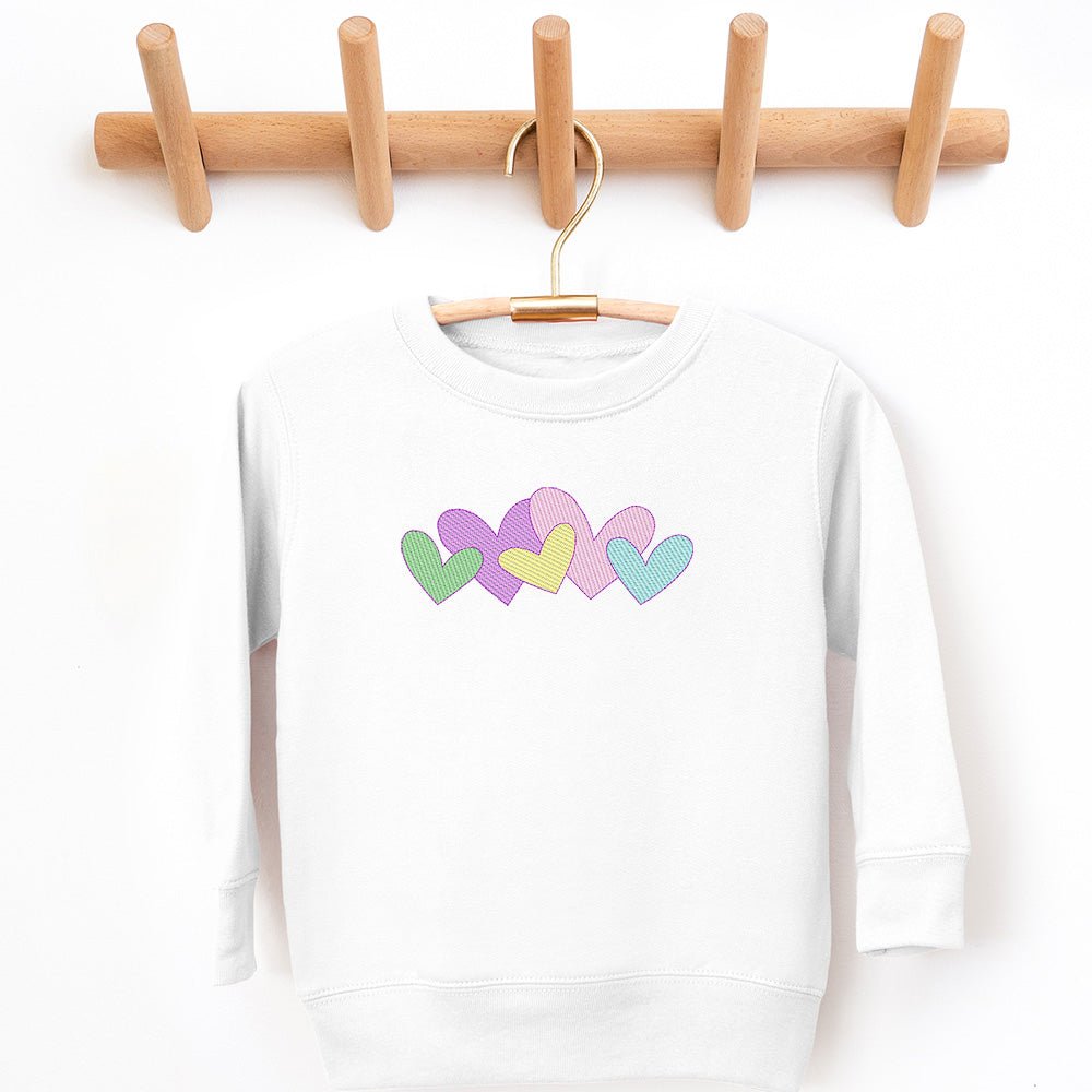 Faux Embroidery Hearts Sweatshirt - Petite & Sassy Designs