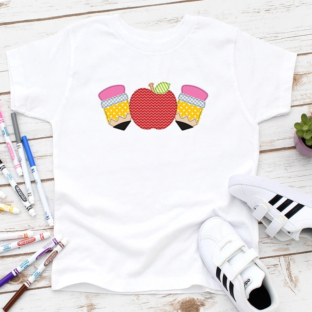 Personalized Apple & Pencil Back to School Shirt - Petite & Sassy Designs