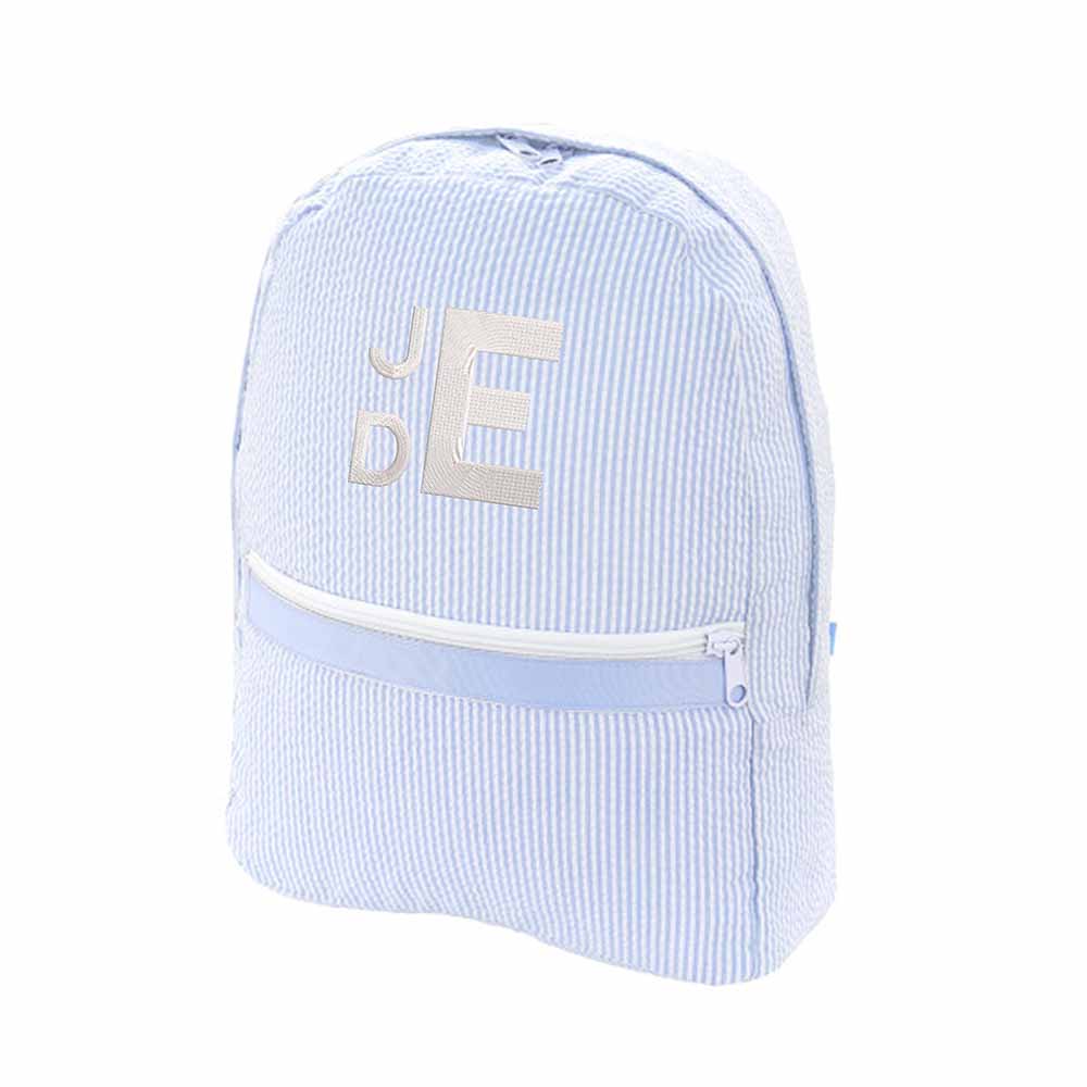 Baby Blue Seersucker Backpack - Petite & Sassy Designs