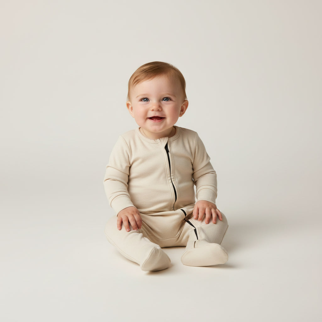 Infant Organic Cotton Zippered Romper with Footies - Petite & Sassy Designs