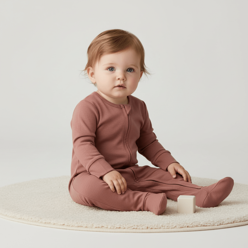 Infant Organic Cotton Zippered Romper with Footies - Petite & Sassy Designs