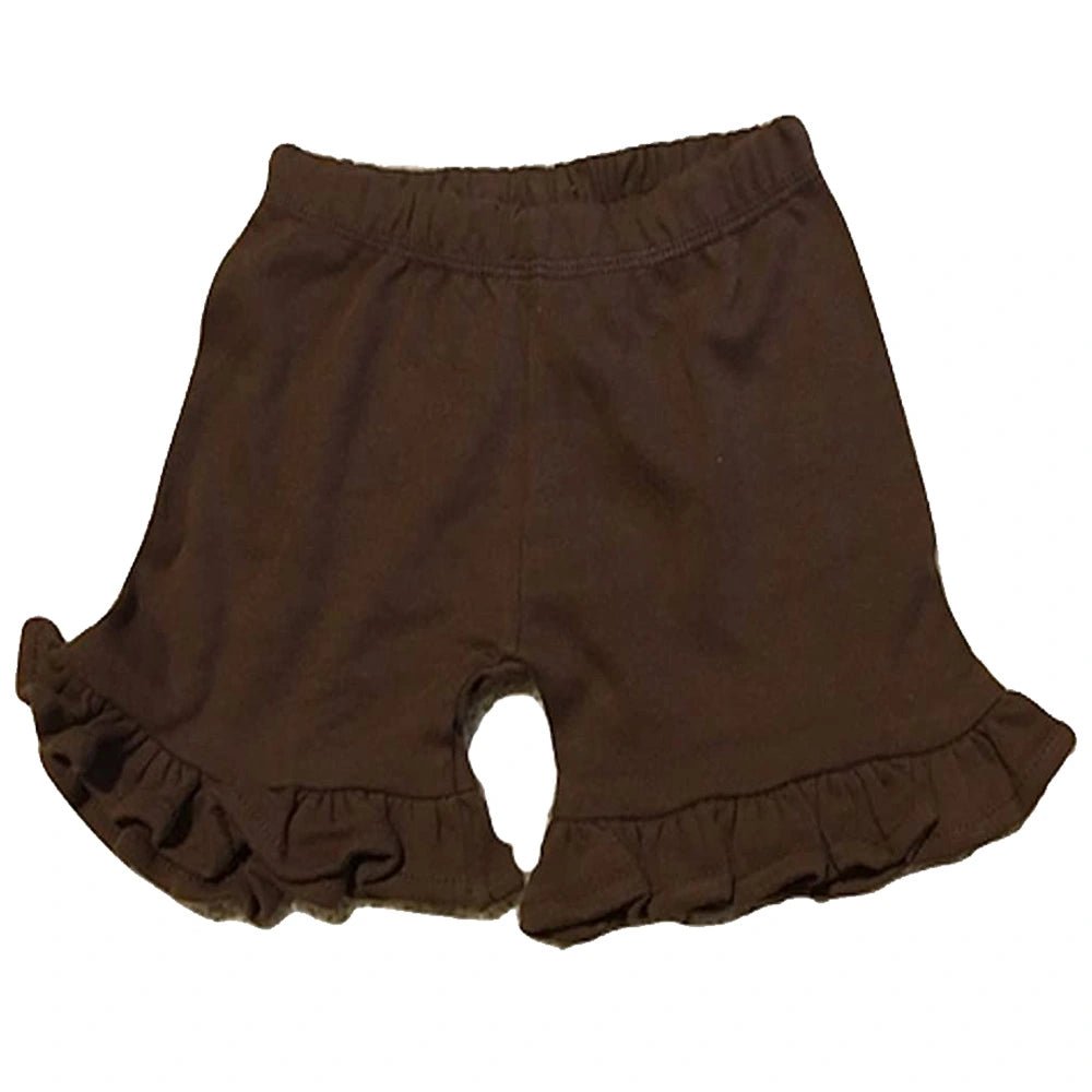 Brown Ruffle Hem Shorts - Petite & Sassy Designs