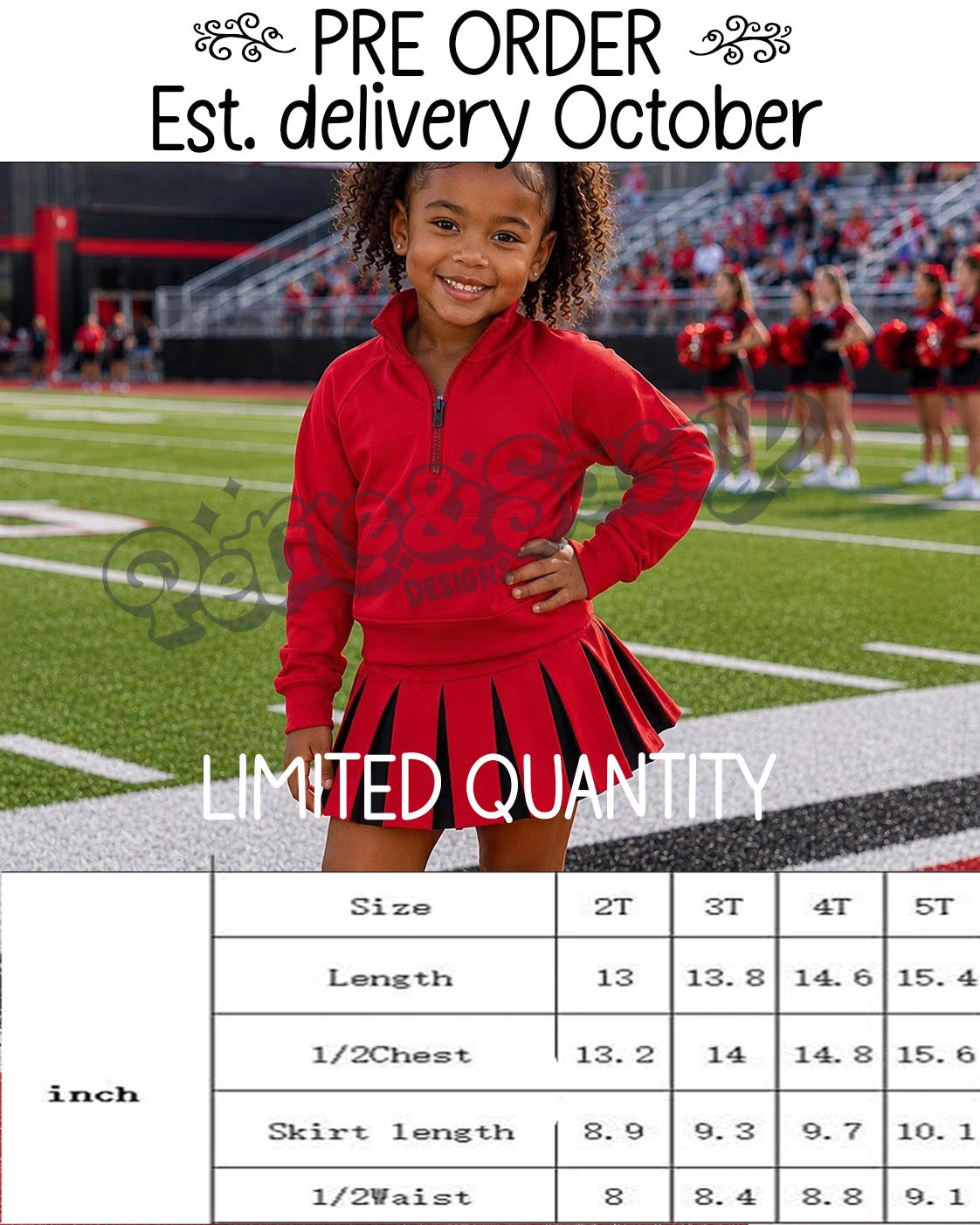 PRE ORDER - DUE IN OCTOBER Red/Black Cheer Outfit