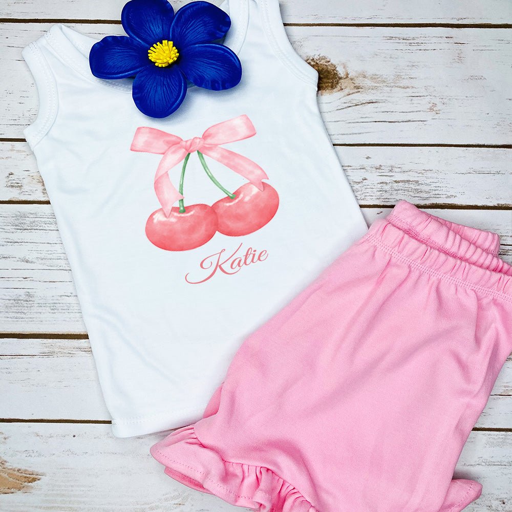 Personalized Coqette Cherries Summer Tank - Petite & Sassy Designs