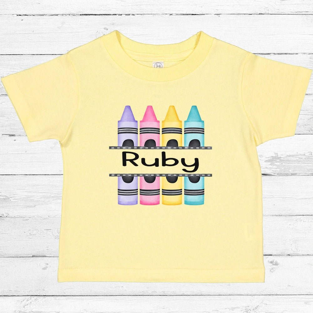 Personalized Back to School Crayons Shirt - Petite & Sassy Designs