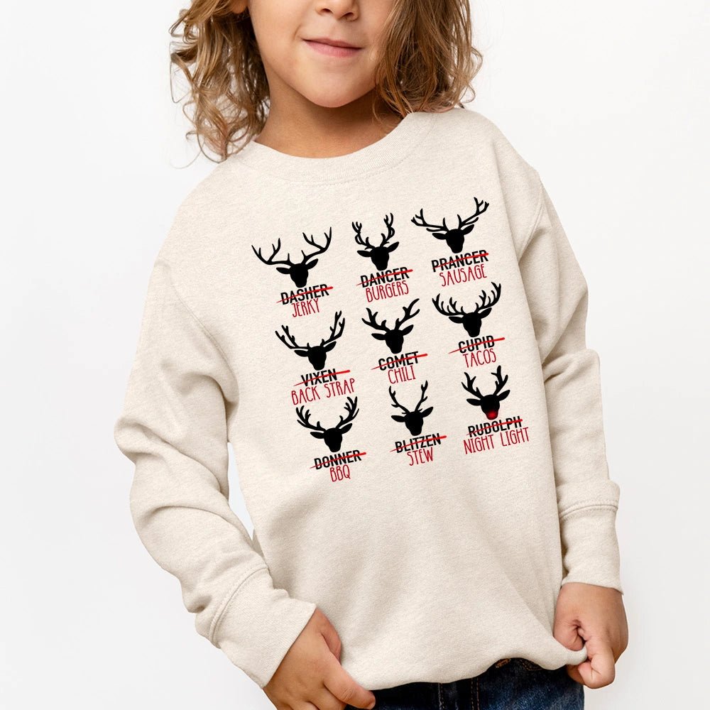 Funny Deer Jerky Sweatshirt – Hunting Season Christmas Reindeer - Petite & Sassy Designs