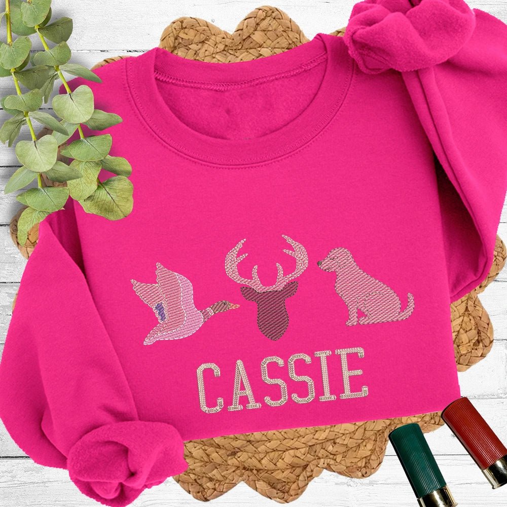 Duck Deer Dog Embroidered Sweatshirt - Petite & Sassy Designs