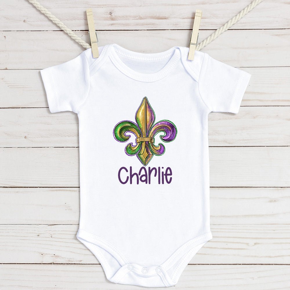 Fleur - de - lis Mardi Gras Infant Bodysuit - Petite & Sassy Designs