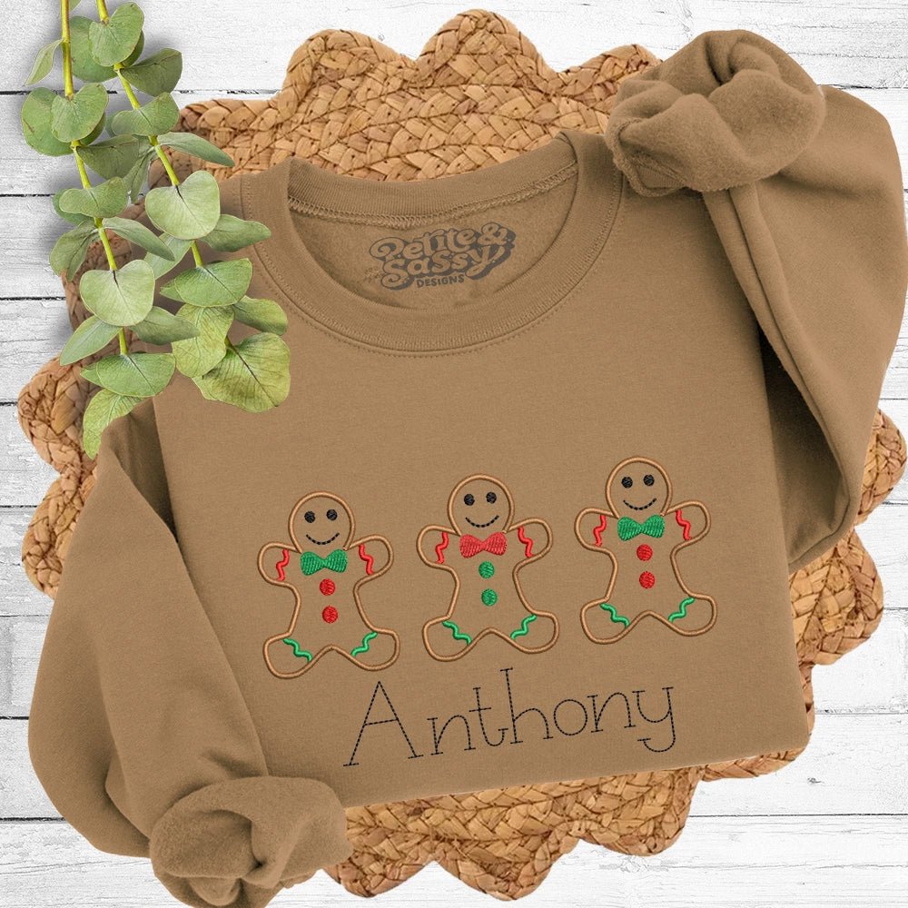 Gingerbread Embroidered Sweatshirt - Petite & Sassy Designs