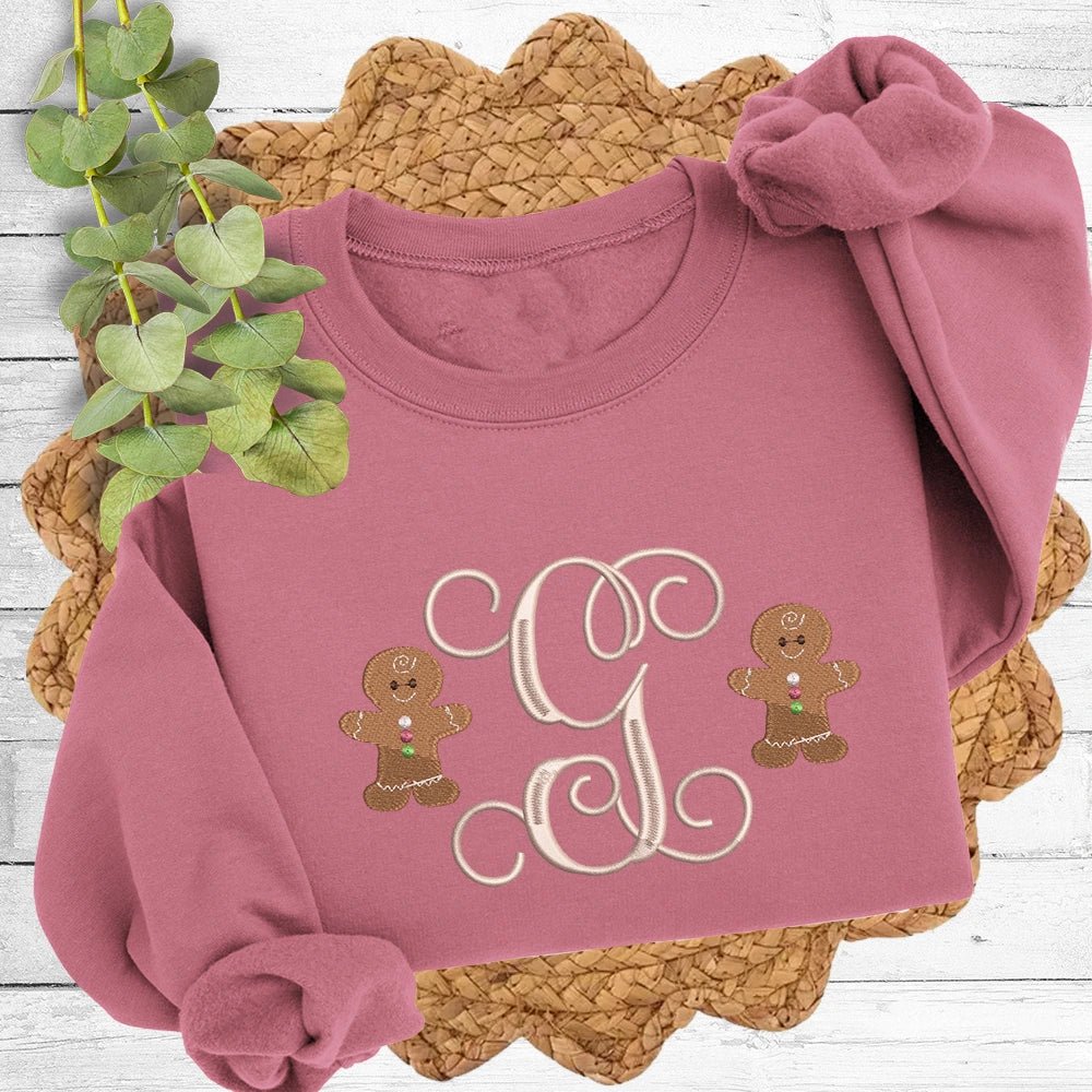 Gingerbread Monogram Sweatshirt - Petite & Sassy Designs