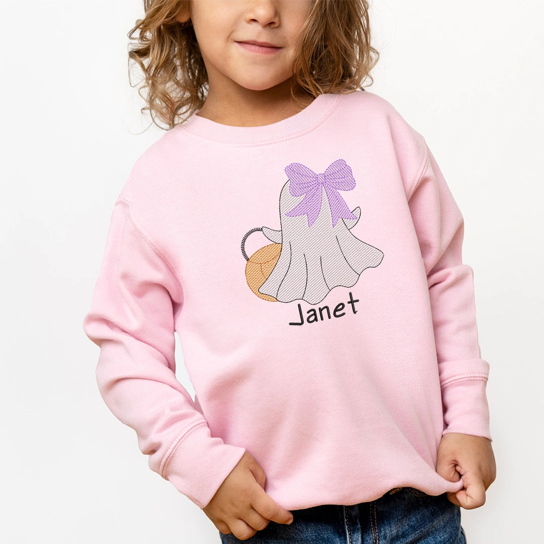 Ghost with Bow and Bucket Sweatshirt - Petite & Sassy Designs