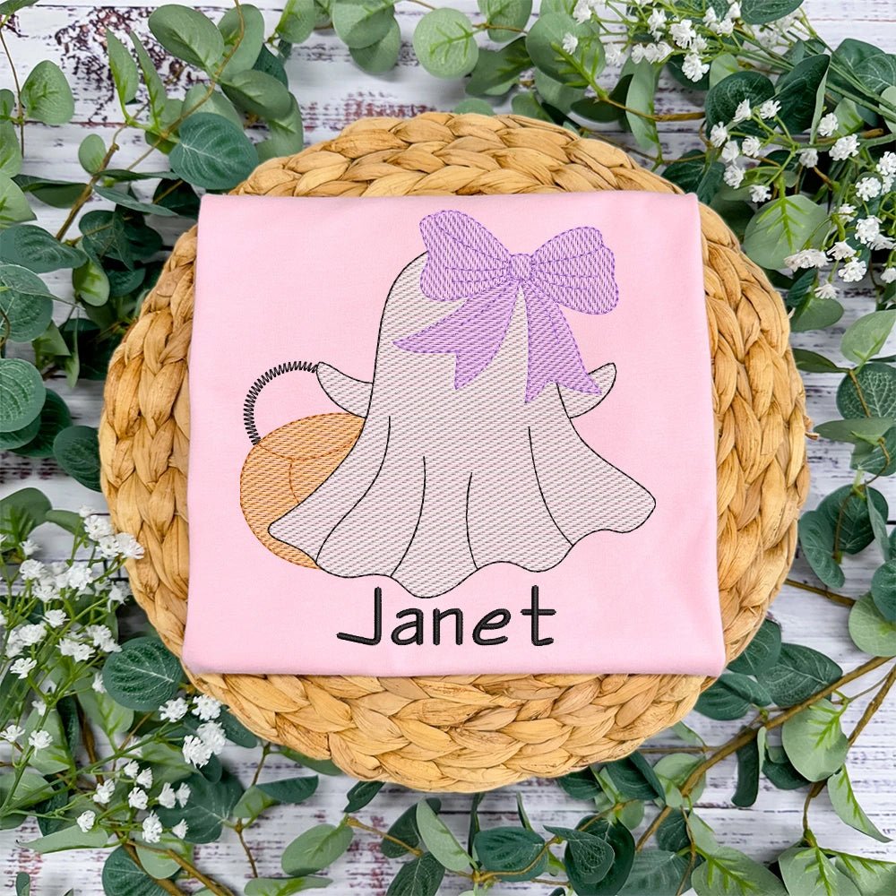 Ghost with Bow and Bucket Sweatshirt - Petite & Sassy Designs