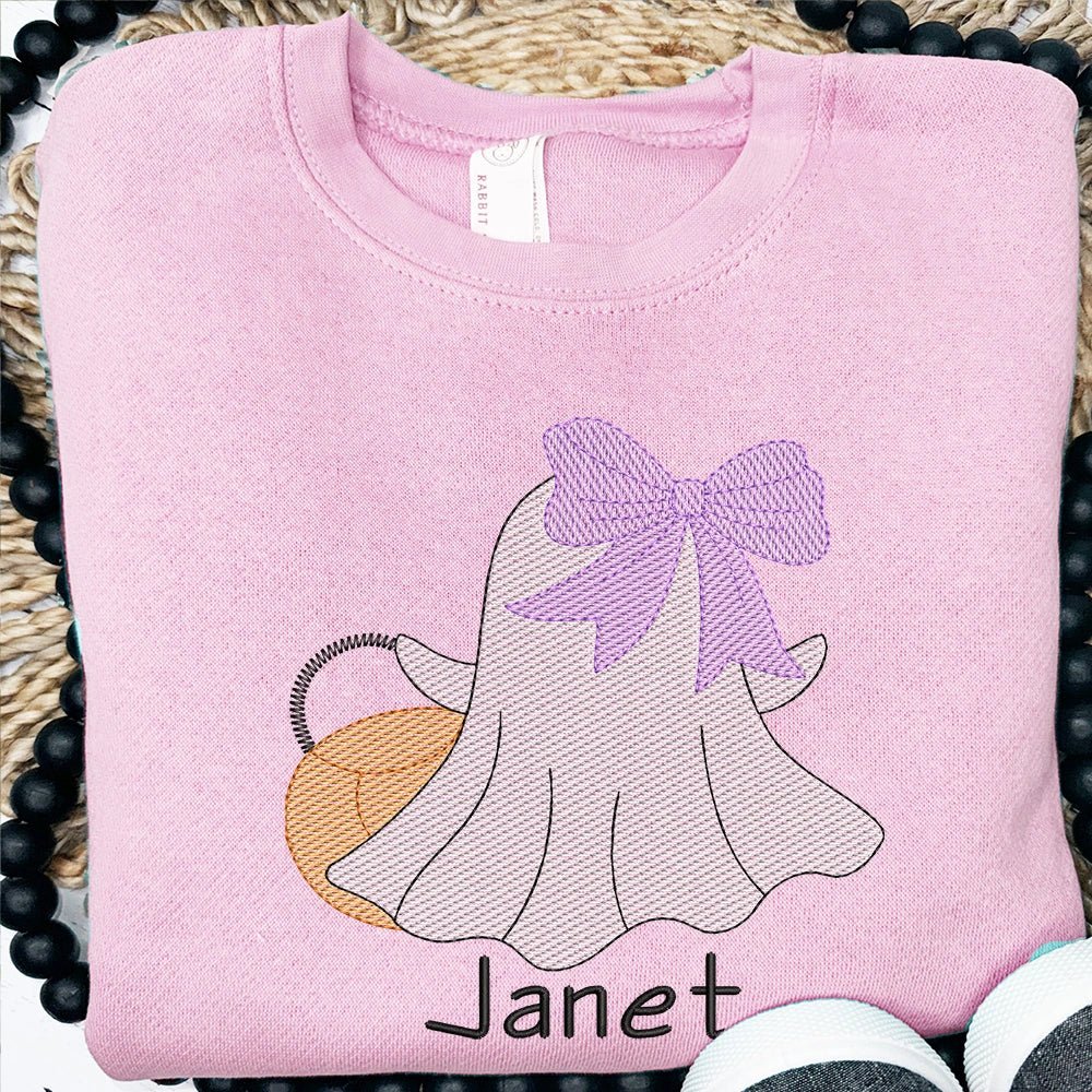 Ghost with Bow and Bucket Sweatshirt - Petite & Sassy Designs