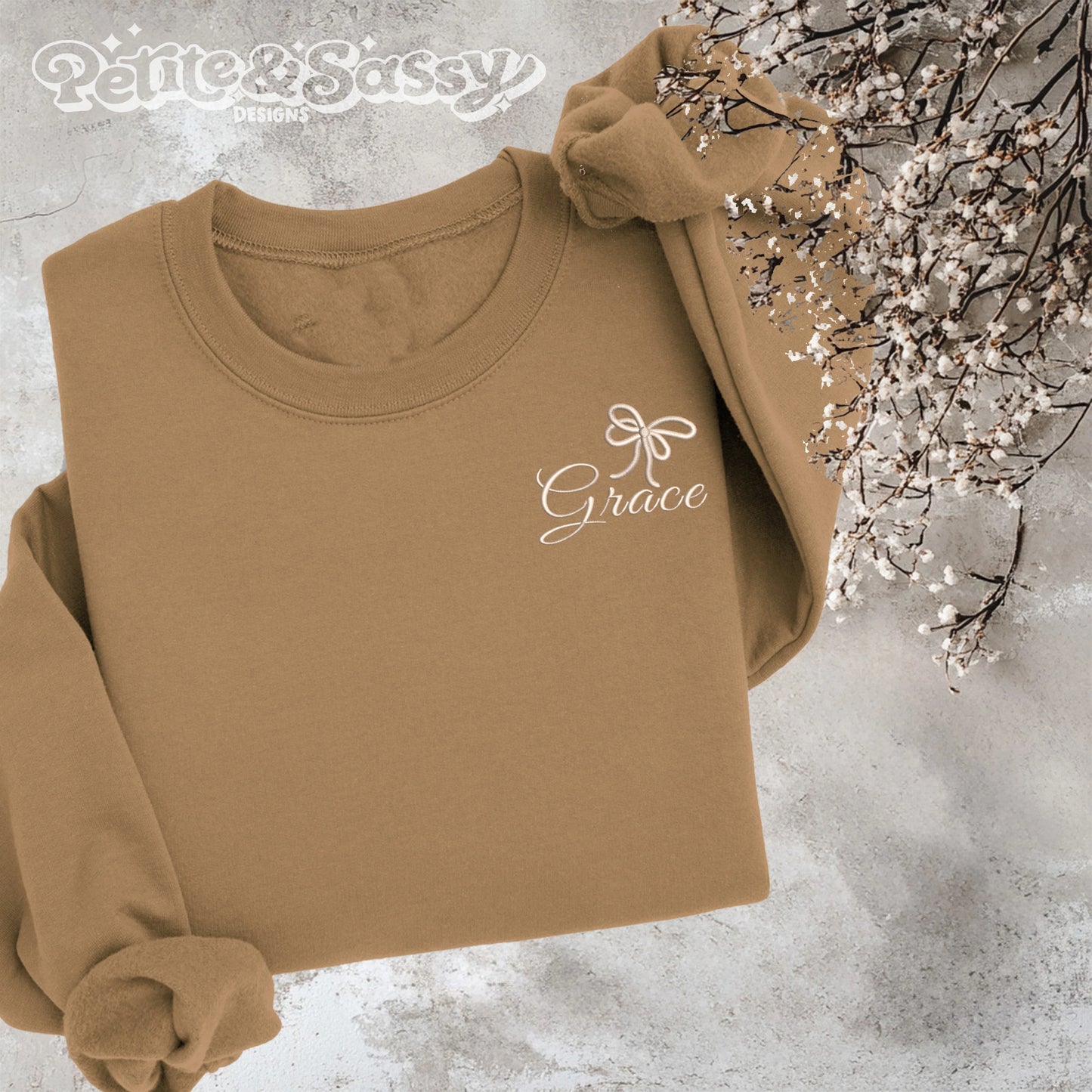 Embroidered Bow Monogram Sweatshirt - Petite & Sassy Designs