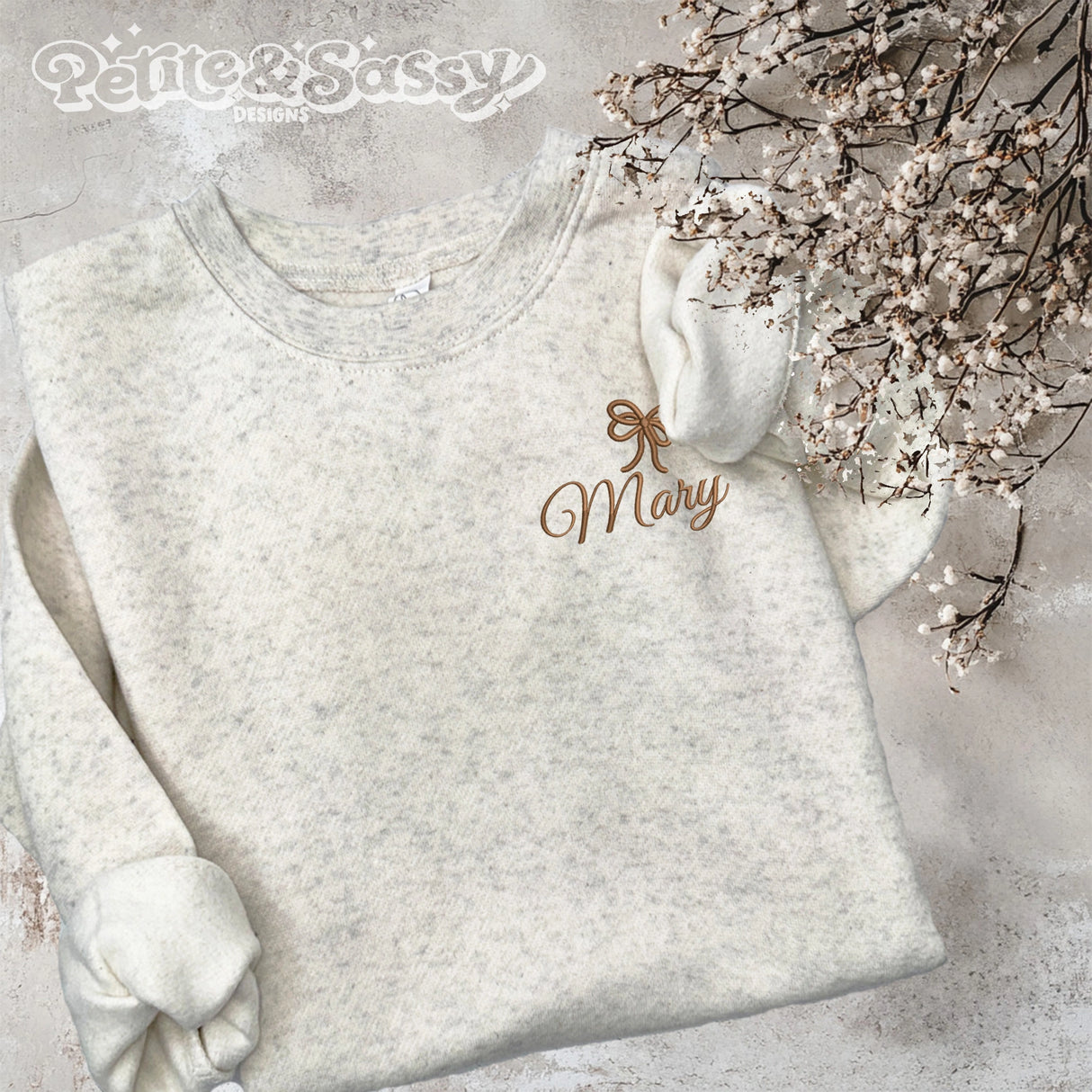 Embroidered Bow Monogram Sweatshirt - Petite & Sassy Designs