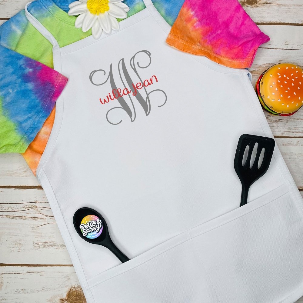 Monogram Kids Apron - Petite & Sassy Designs