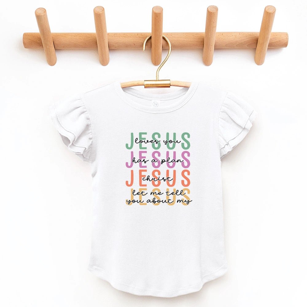 Jesus Loves You Flutter sleeve Top - Petite & Sassy Designs