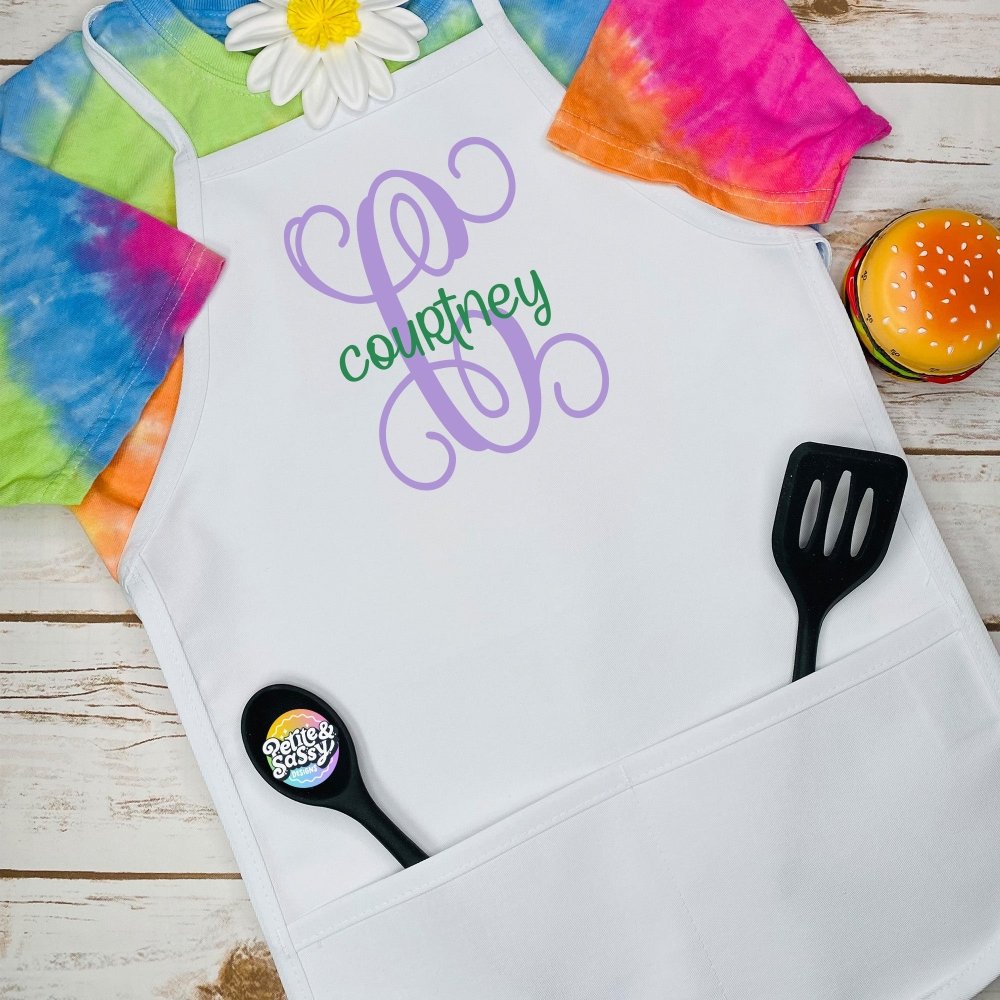 Monogram Kids Apron - Petite & Sassy Designs