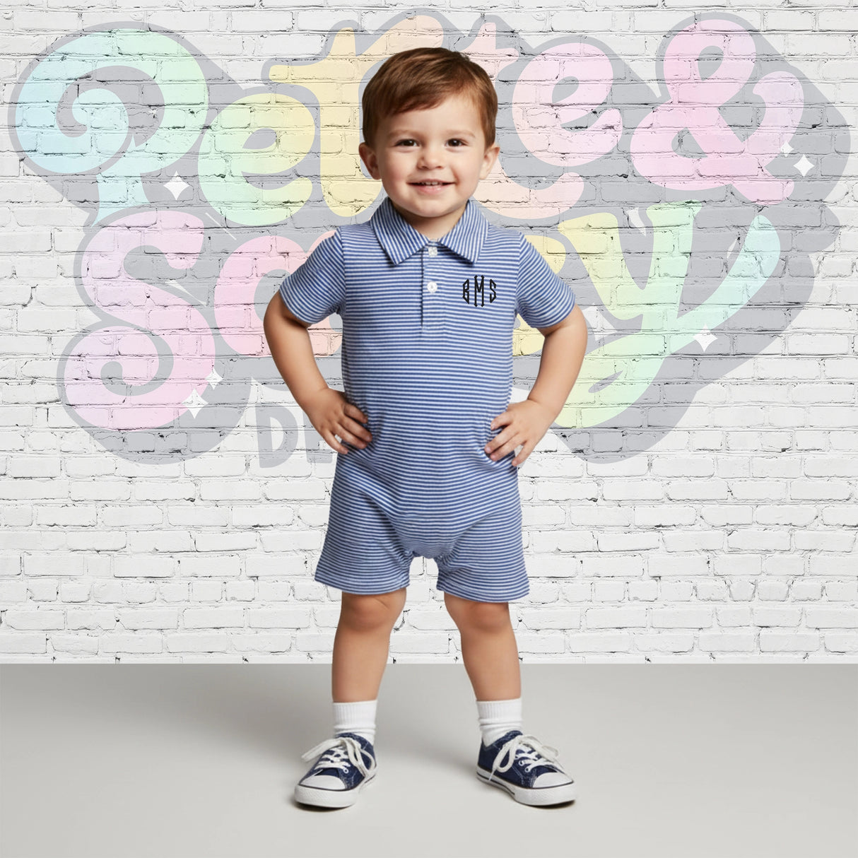 Boy's Polo Navy Stripe Romper