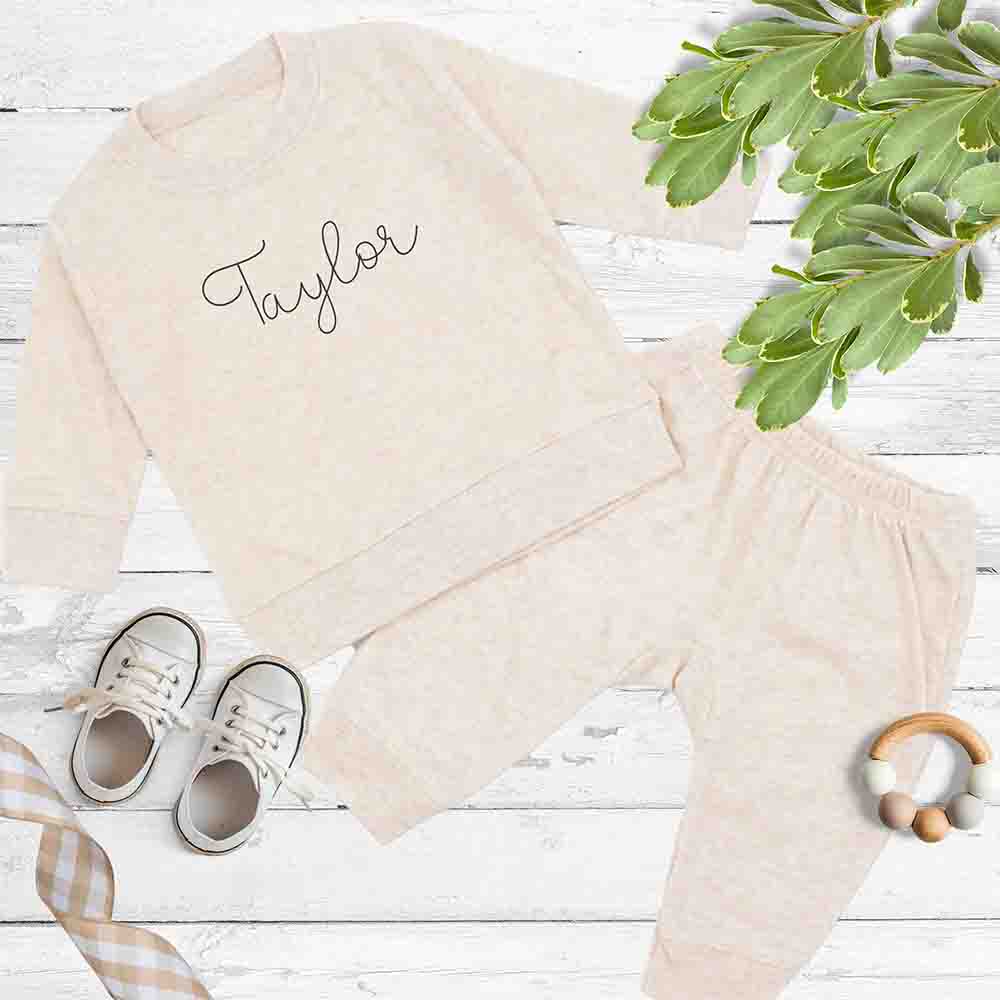 Personalized Baby Jogger Set - Oat - Petite & Sassy Designs