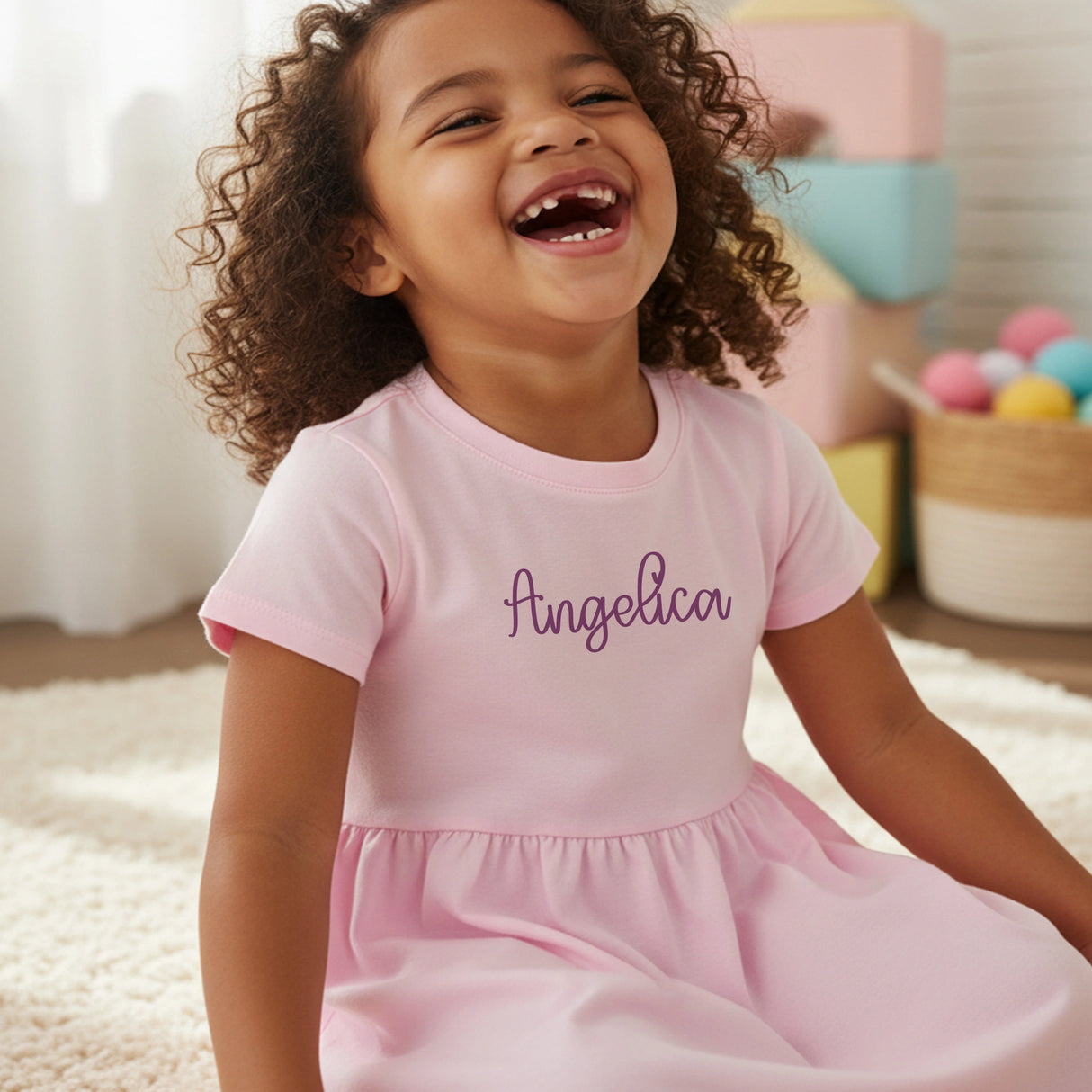 Girls Fine Jersey Dress in Pink