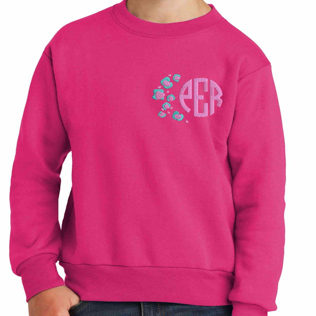 Leopard Monogram Sweatshirt - Petite & Sassy Designs