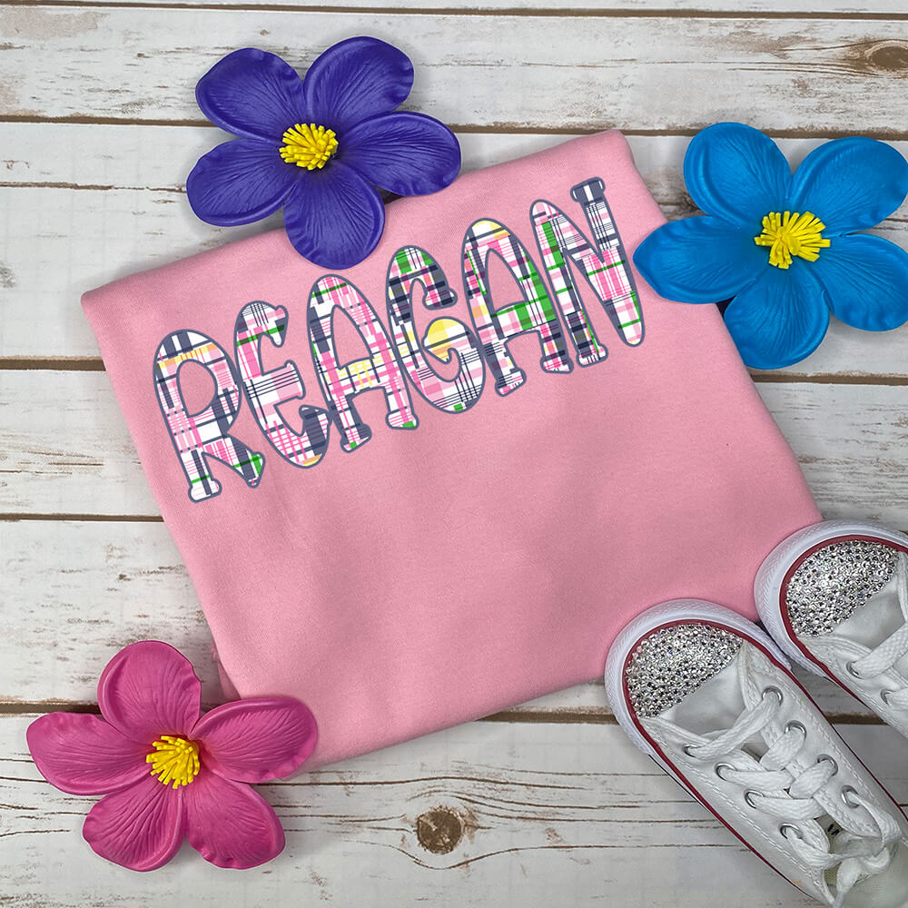 Personalized Plaid Name Toddler Pink Romper - Petite & Sassy Designs