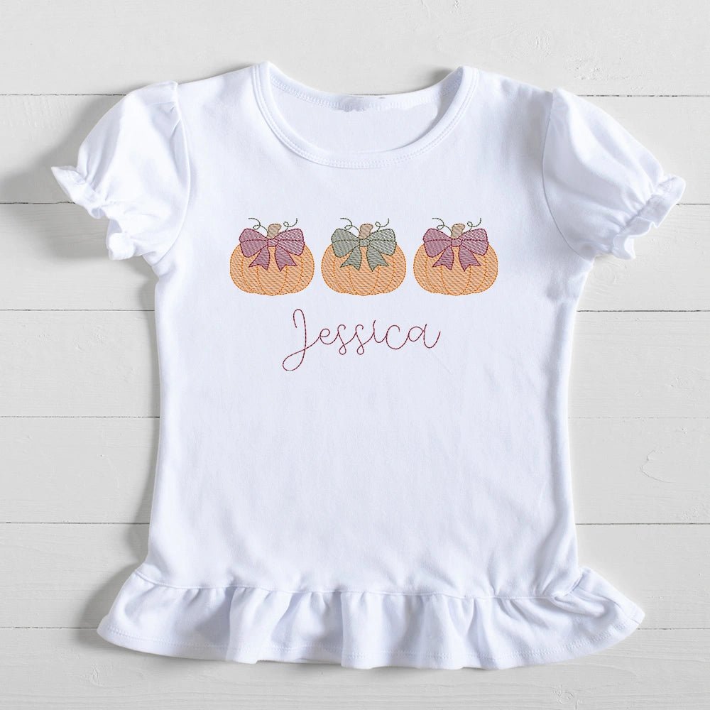 Pumpkin Trio with Bows - Petite & Sassy Designs