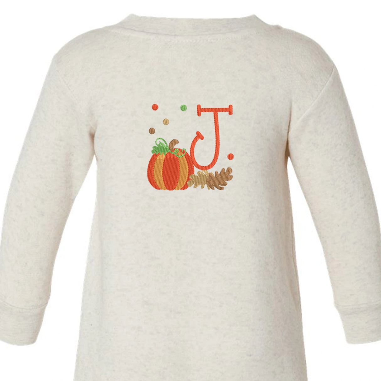 Pumpkin Monogram Fleece Romper - Natural - Petite & Sassy Designs