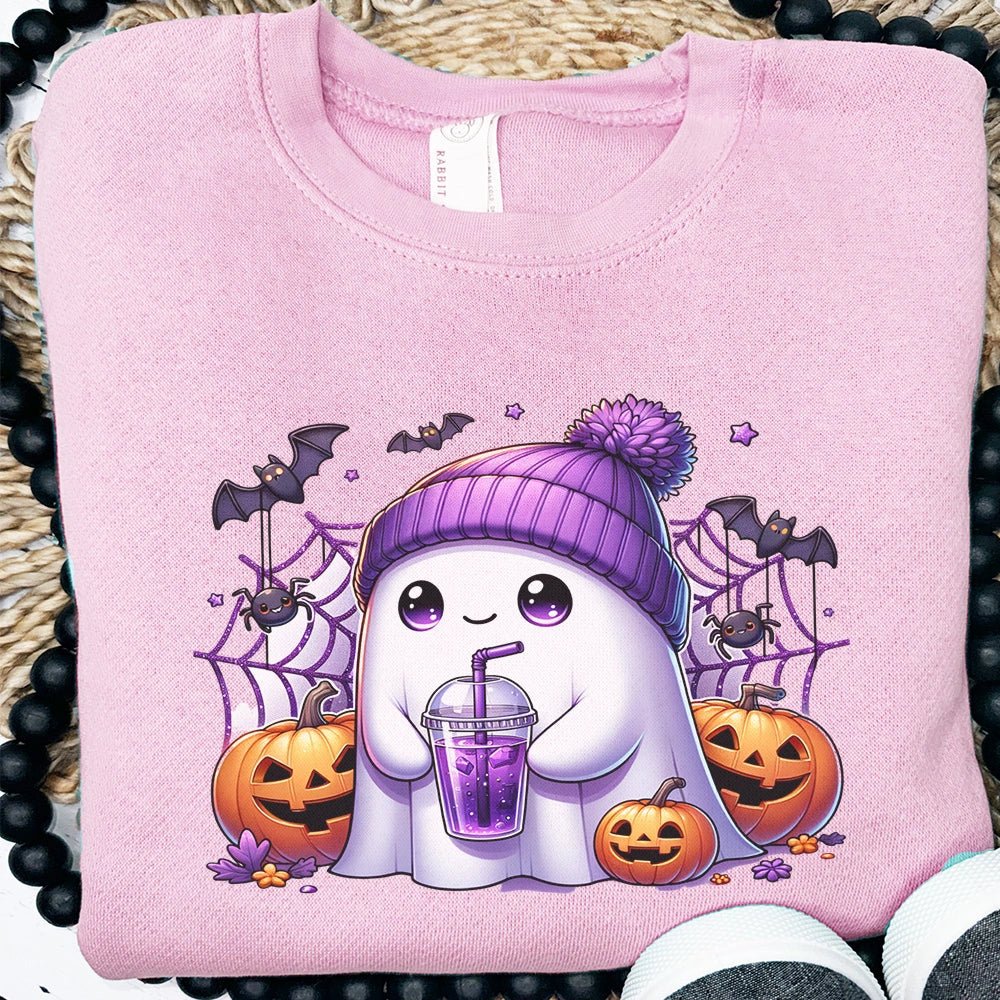 Purple Hat Ghost Sweatshirt - Petite & Sassy Designs