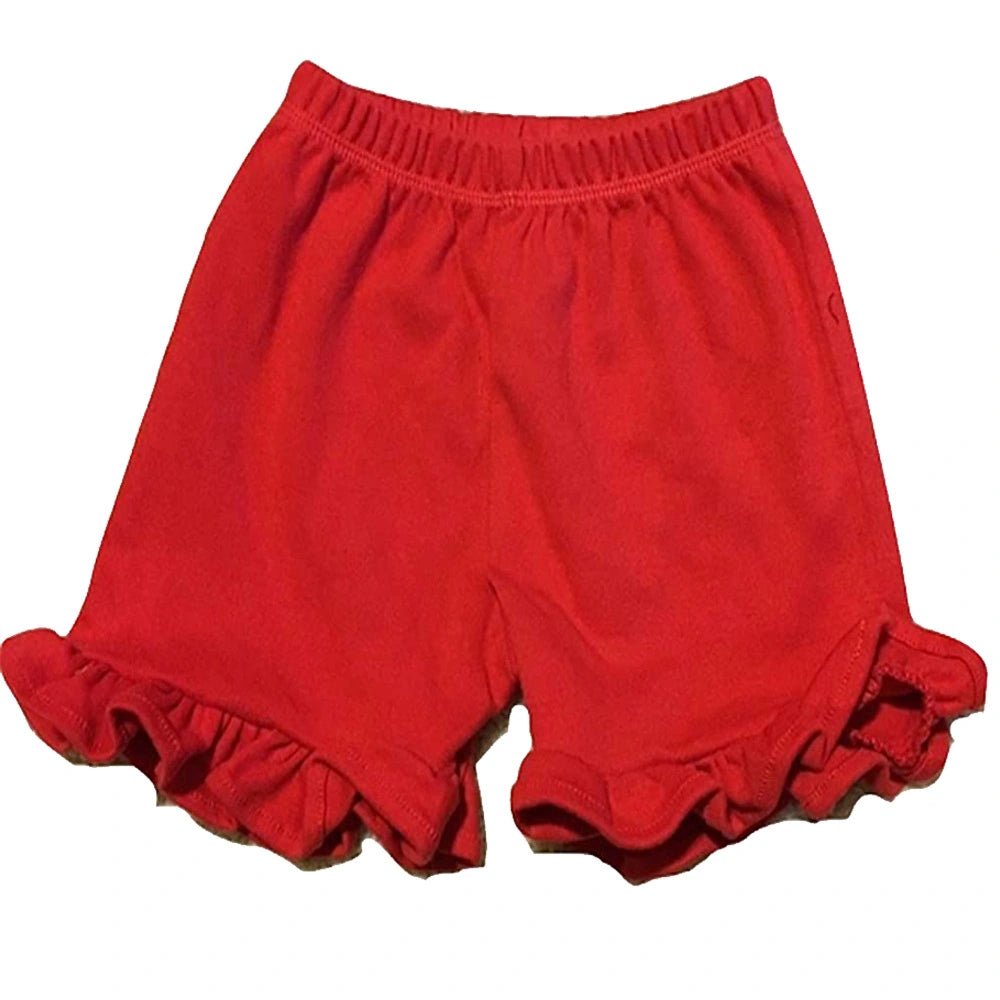 Red Ruffle Hem Shorts - Petite & Sassy Designs