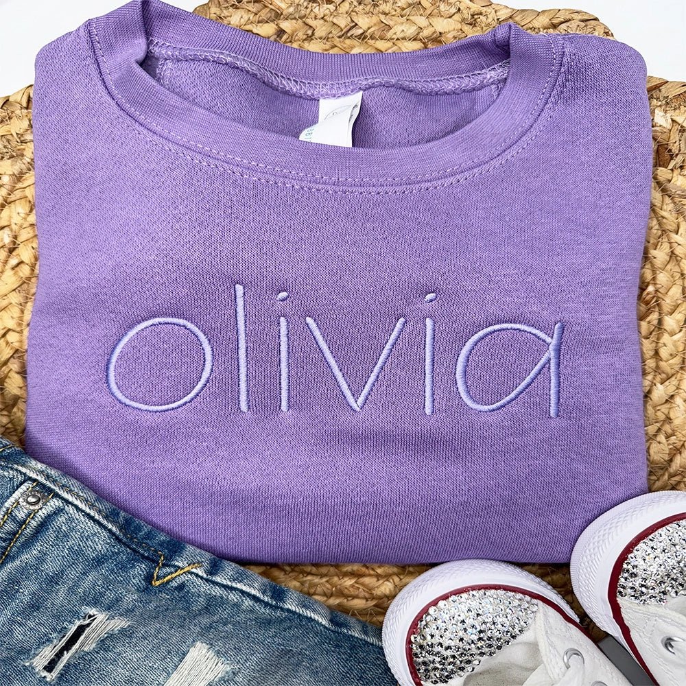 Custom Name Embroidered Sweatshirt - Petite & Sassy Designs