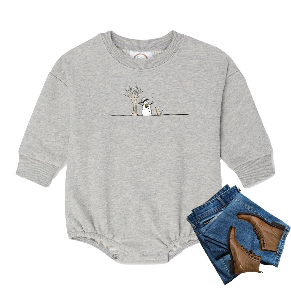 Snowman and Dog Sweatshirt Bubble - Petite & Sassy Designs