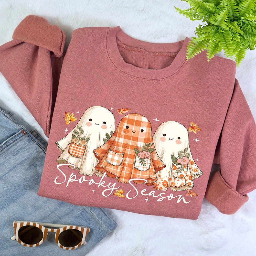 Spooky Season Ghost Mauve Sweatshirt - Petite & Sassy Designs