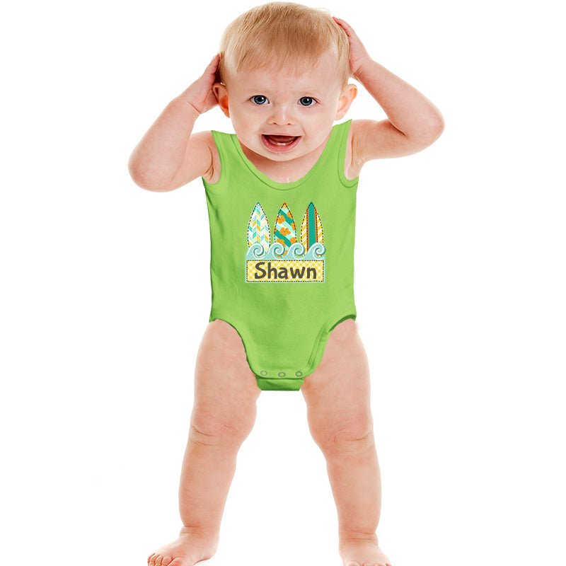 Personalized Surfboard Sleeveless Bodysuit - Petite & Sassy Designs