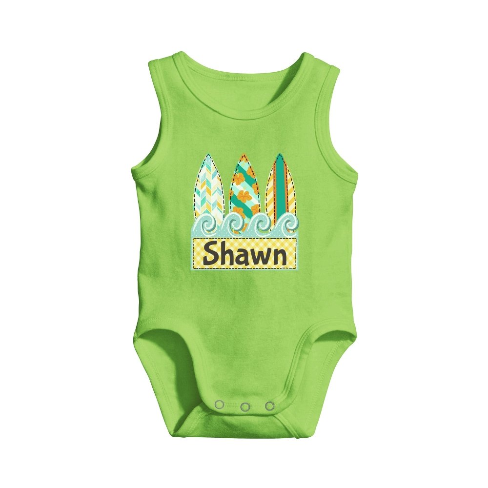 Personalized Surfboard Sleeveless Bodysuit - Petite & Sassy Designs