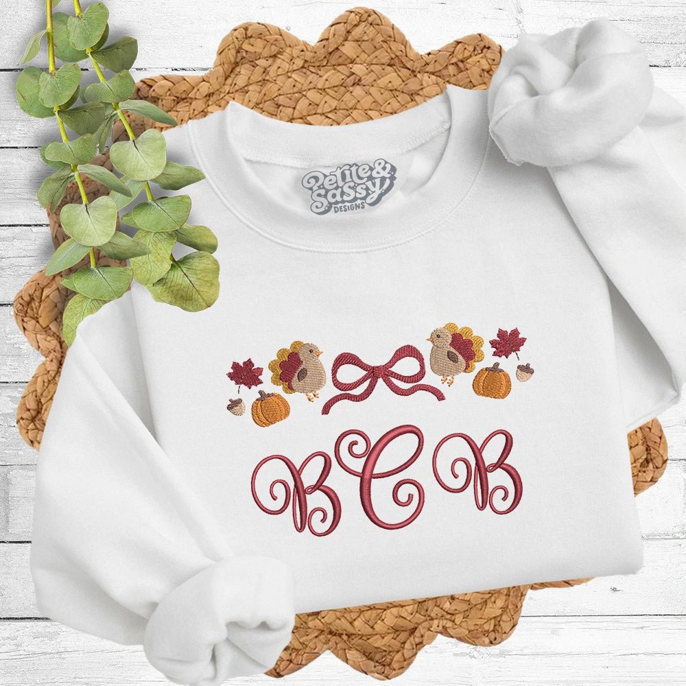 Monogram Turkey Frame Sweatshirt - Petite & Sassy Designs